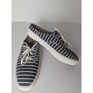 Cole Haan Grandpro Canvas Loafer Striped Womens Sz 10.5 B Blue Nautical Slip On